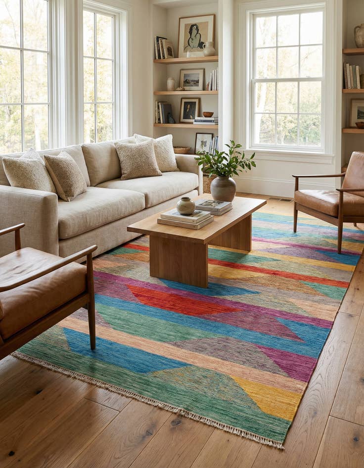 Detail image of 6' 5 x 10' Hand Woven Kilim Modern Wool Rug