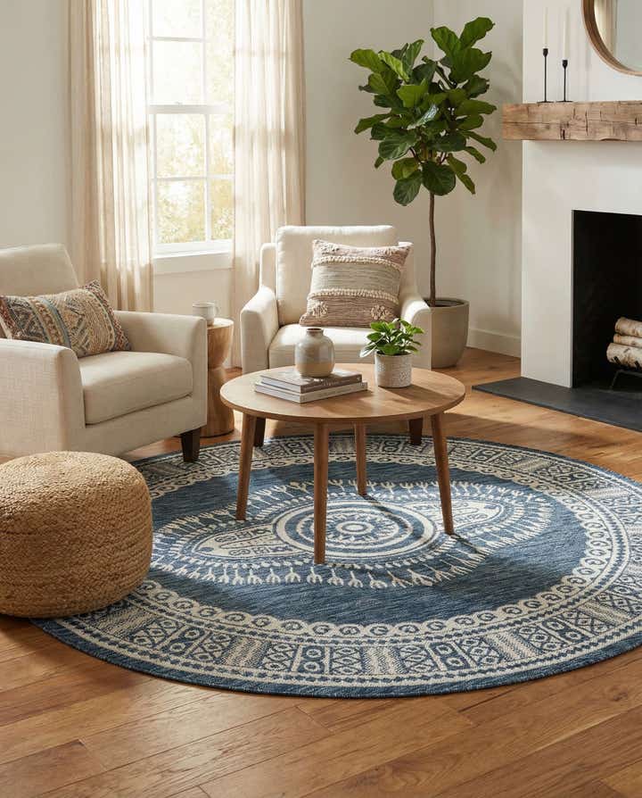 6' x 6' Easy-Clean Traditional Indoor / Outdoor Round Rug