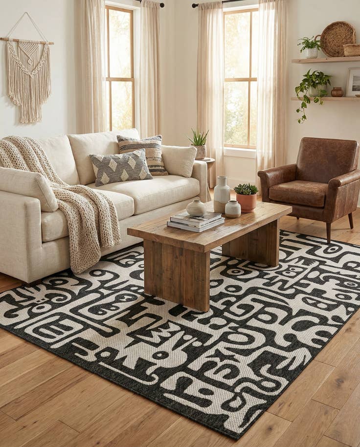 Detail image of 5' 3 x 8' Easy-Clean Modern Indoor / Outdoor Rug