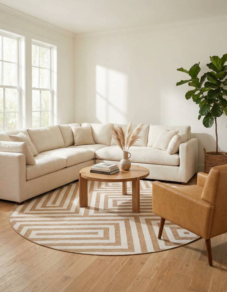 Detail image of  13' x 13'  Washable Modern Indoor / Outdoor Round Rug