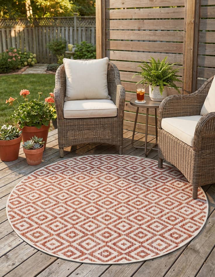 Detail image of 4' x 4'  Washable Jill Zarin Costa Rica Indoor / Outdoor Round Rug