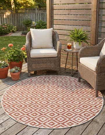 4' x 4' Easy-Clean Jill Zarin Costa Rica Indoor / Outdoor Round Rug