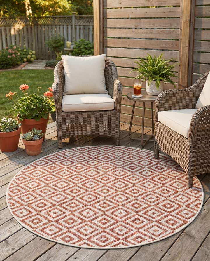 4' x 4' Easy-Clean Jill Zarin Costa Rica Indoor / Outdoor Round Rug