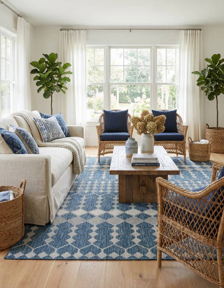 Detail image of  9' x 12'  Washable Lattice Indoor / Outdoor Rug