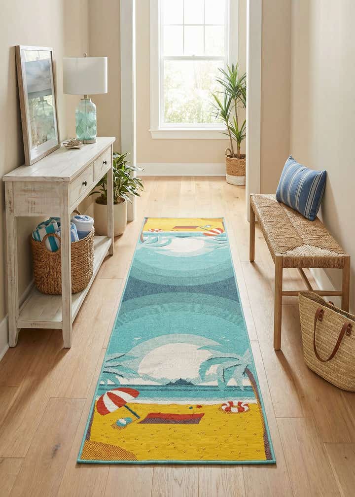 2' 7 x 10' Easy-Clean Coastal Indoor / Outdoor Runner Rug