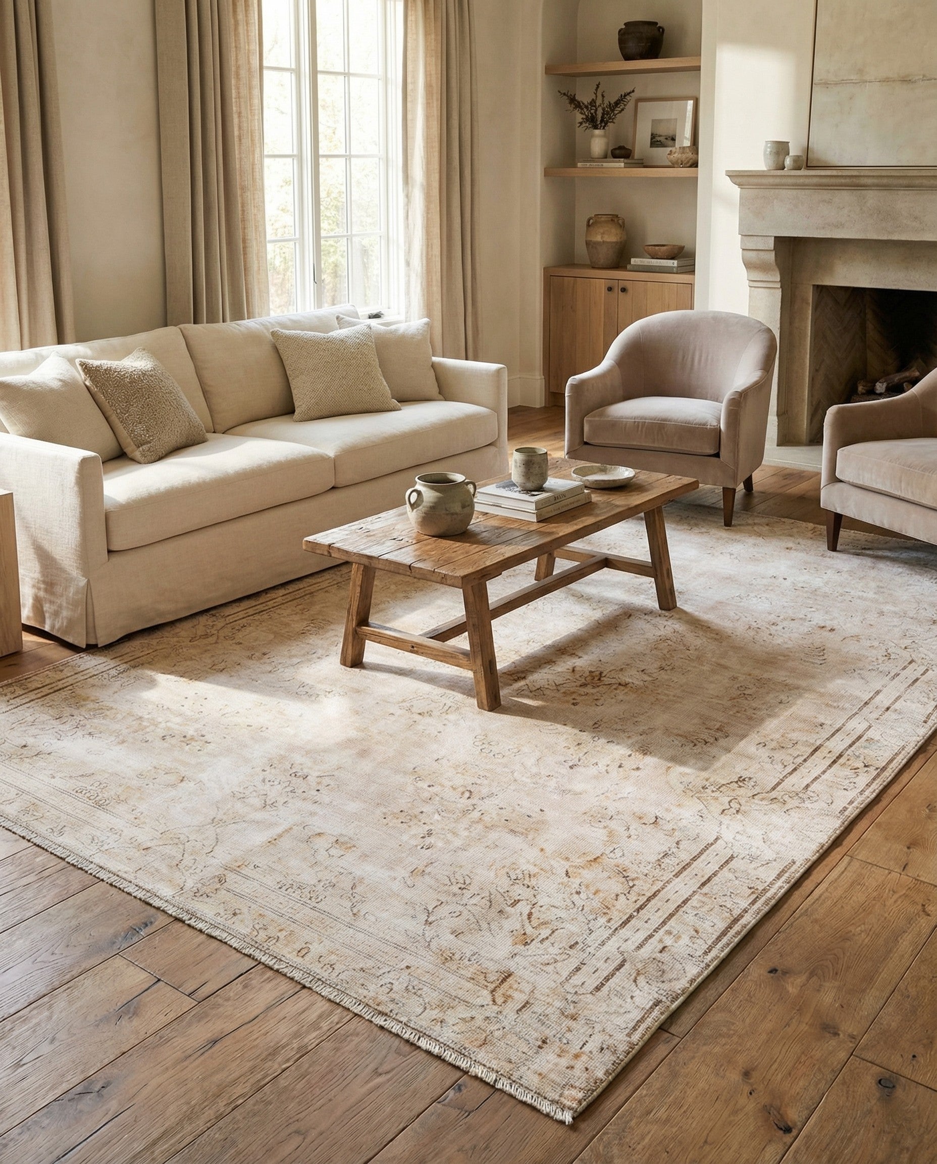 Light Pink 6' 2 x 9' 9 Hand Knotted Ultra Vintage Persian Wool Rug