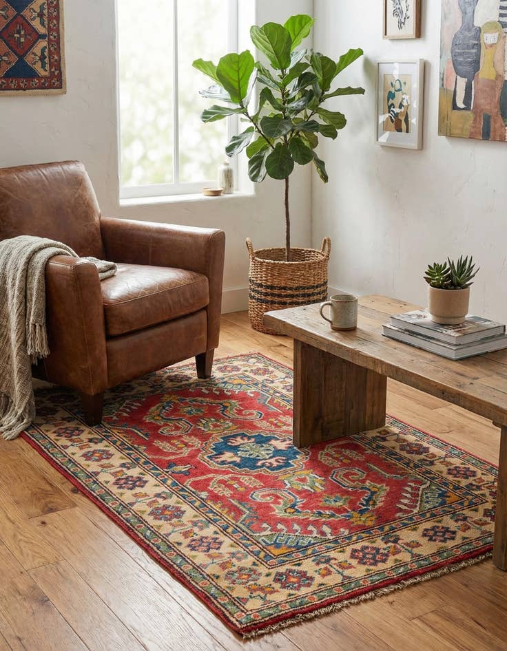 Detail image of 2' 8 x 4' 2  Hand Knotted Kazak Rug