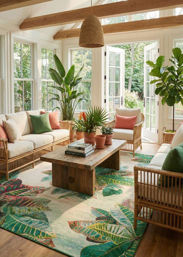 10' x 14' 2 Easy-Clean Botanical Indoor / Outdoor Rug
