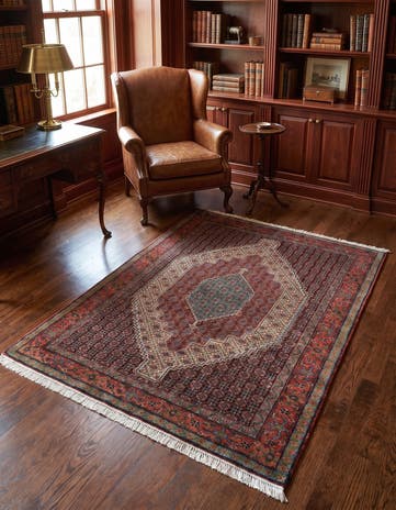 4' 2 x 5' 4 Hand Knotted Birjend Persian Wool Rug