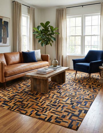 5' 1 x 8' Cowhide - Patchwork Rug