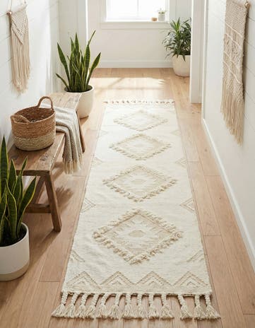 Ivory Hand Woven Arizona Wool Runner Rug