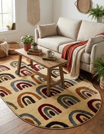 Cream Cafe Oval Rug