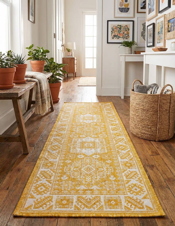 Detail image of 2' x 6'  Washable Aztec Indoor / Outdoor Runner Rug