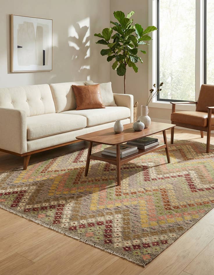 Detail image of 6' x 8'  Hand Woven Kilim Modern Wool Rug