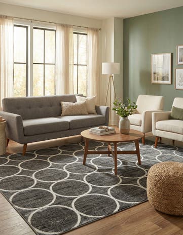 Gray Lattice Trellis Square Rug