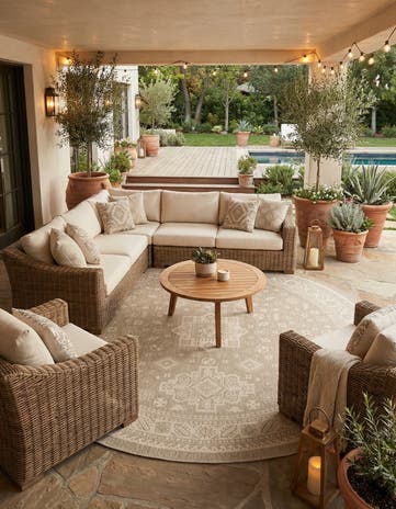 13' x 13' Easy-Clean Aztec Indoor / Outdoor Round Rug