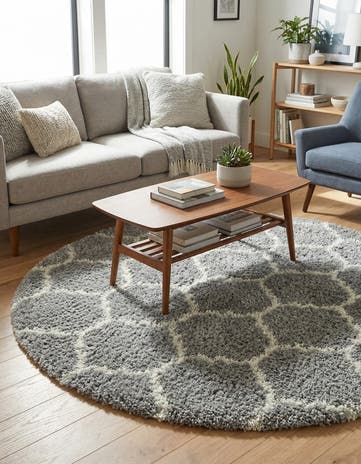 6' x 6' Lattice Shag Round Rug