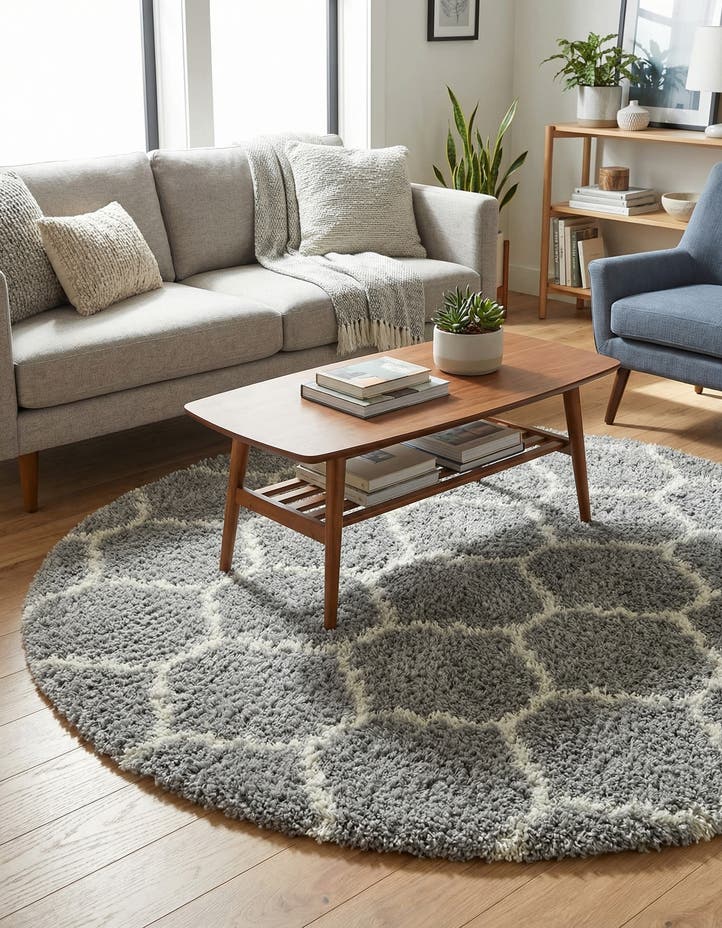 6' x 6' Lattice Shag Round Rug