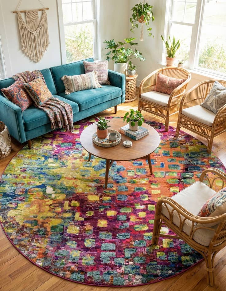 Detail image of 10' x 10'  Washable Barcelona Round Rug