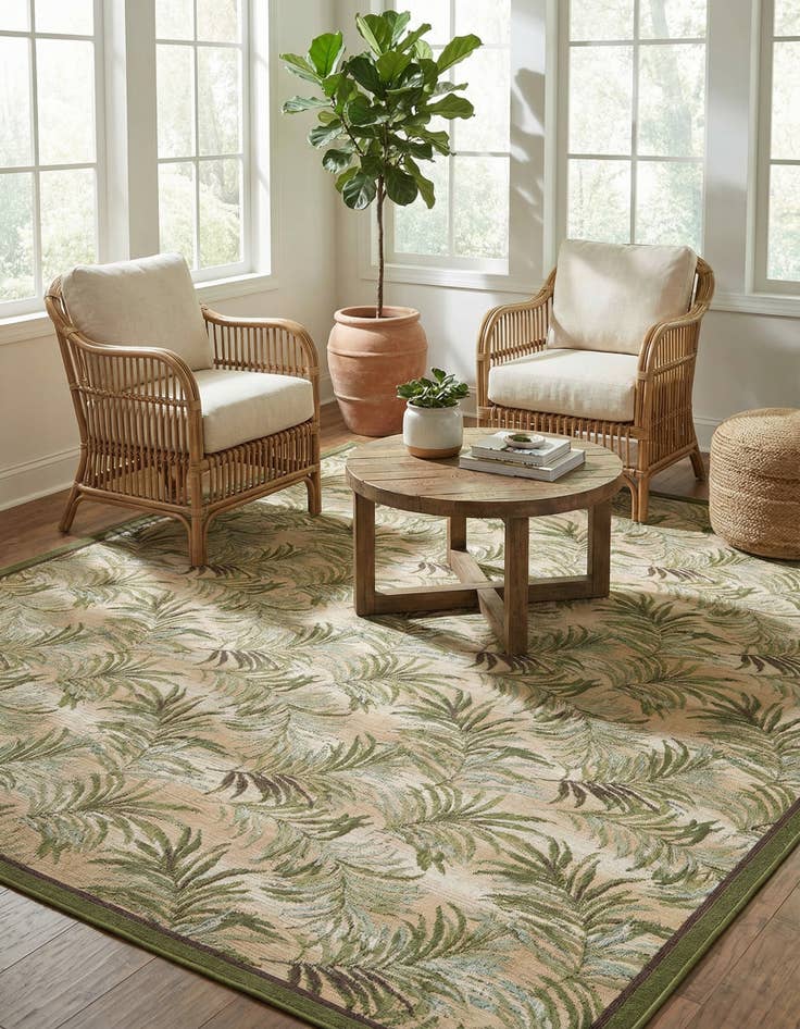 Detail image of 10' x 12'  Washable Botanical Indoor / Outdoor Rug