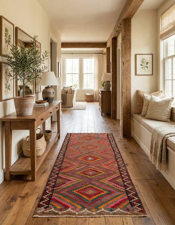 4' 8 x 9' 7 Hand Woven Kilim Fars Wool Runner Rug