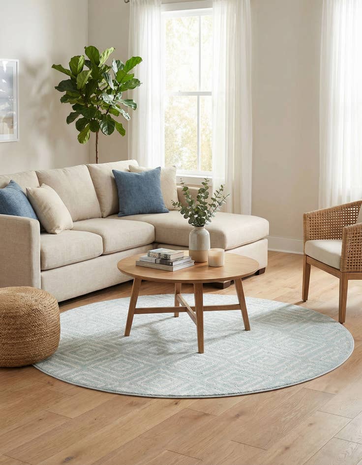 Detail image of  5' x 5'  Washable Sabrina Soto Indoor / Outdoor Round Rug