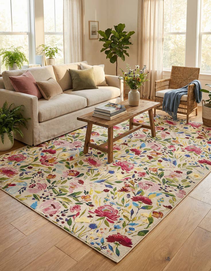 Detail image of  7' x 10'  Washable Botanical Indoor / Outdoor Rug