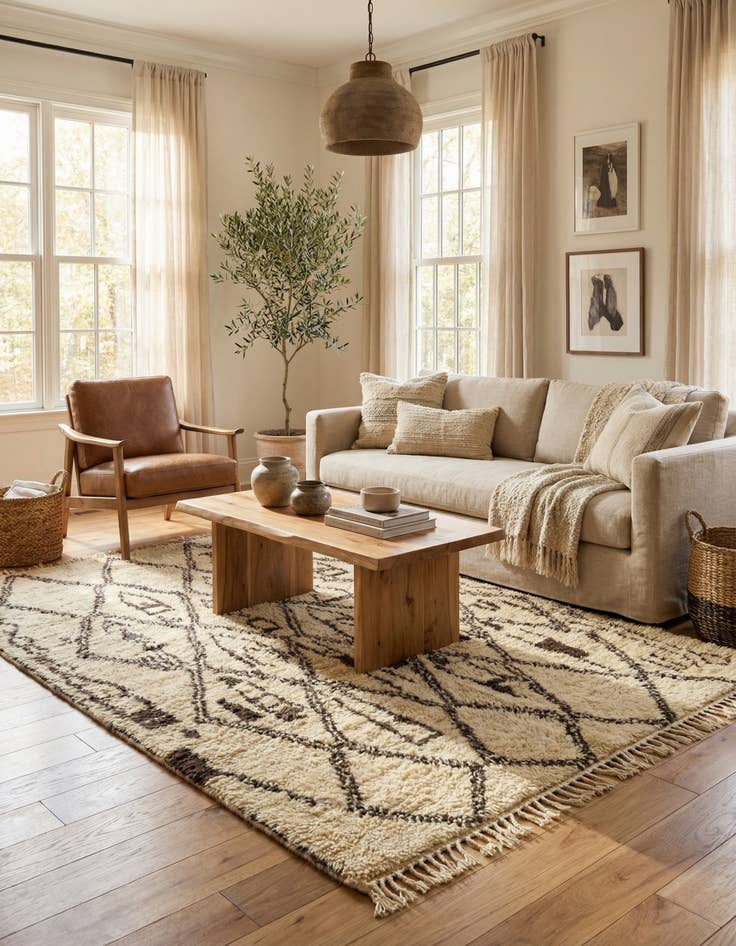 Detail image of 5' 6 x 9' 3  Hand Knotted Moroccan Wool Rug