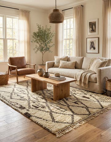 5' 6 x 9' 3 Hand Knotted Moroccan Wool Rug