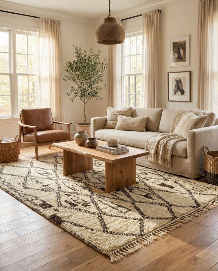 5' 6 x 9' 3 Hand Knotted Moroccan Wool Rug
