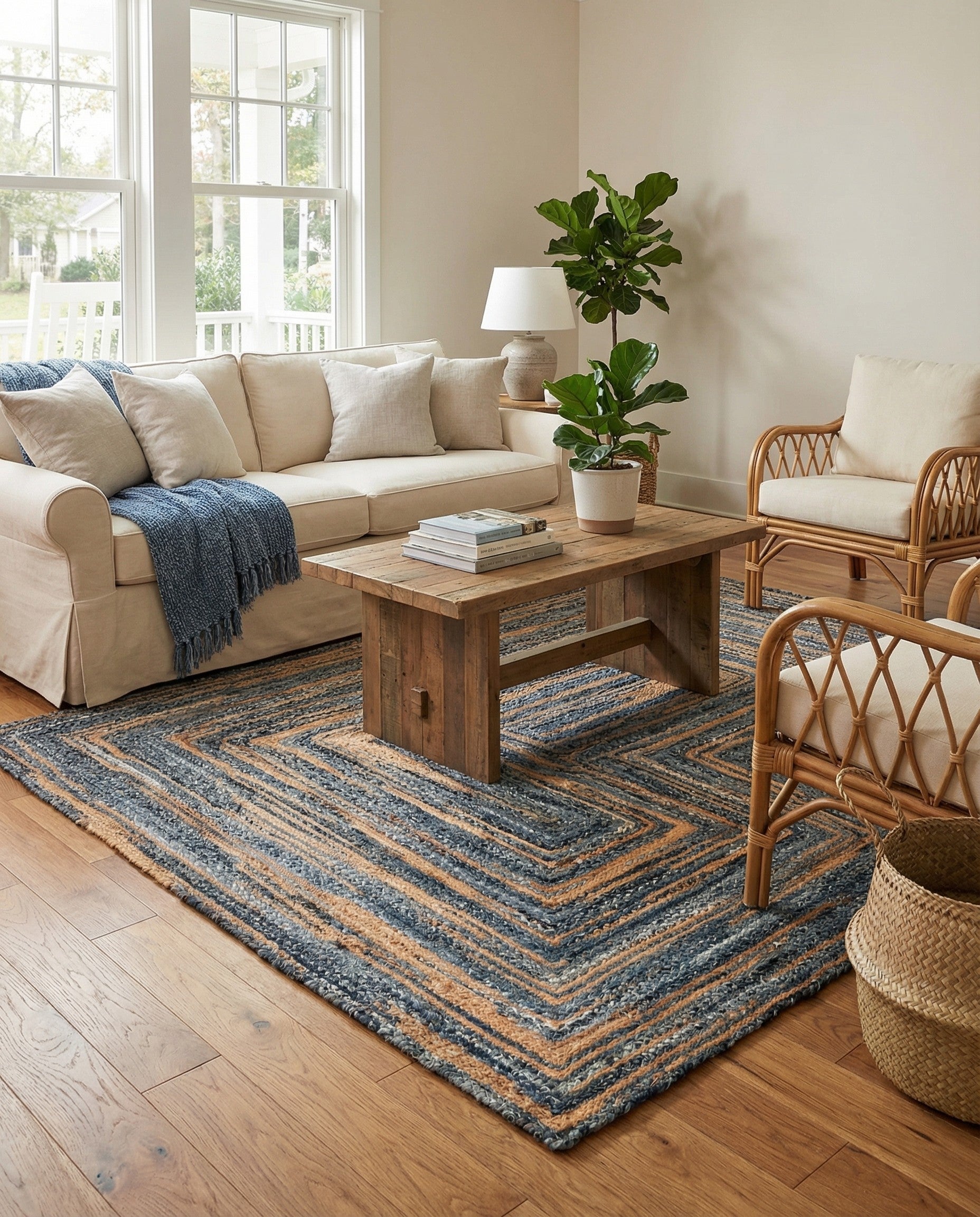  6' 1 x 9'  Hand Braided Chindi Rug