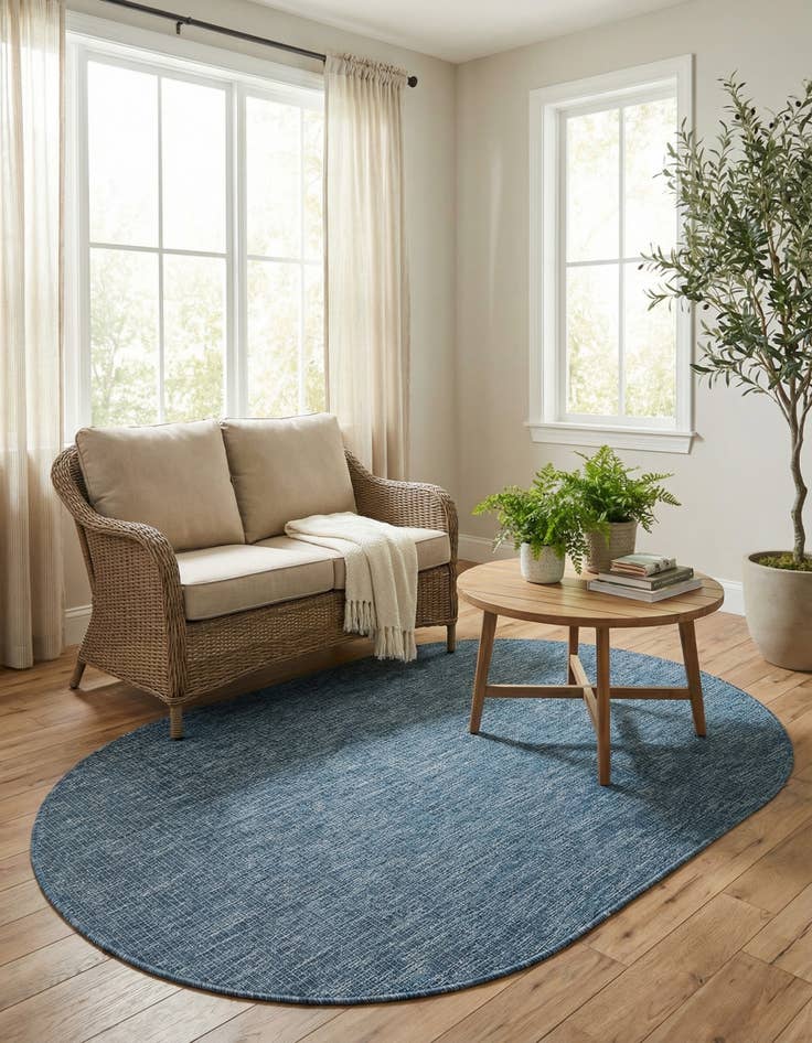 Detail image of 3' x 5' 3  Washable Solid Indoor / Outdoor Oval Rug