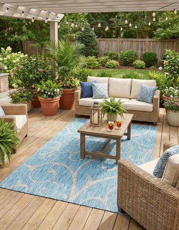6' x 9' Easy-Clean Botanical Indoor / Outdoor Rug