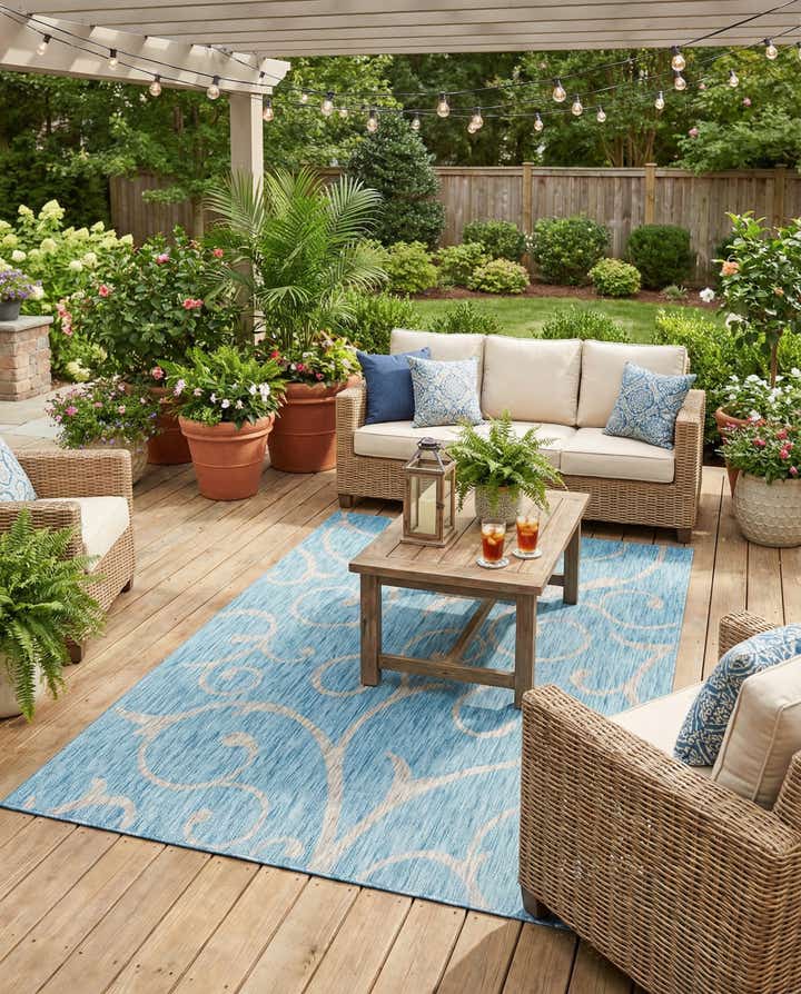 6' x 9' Easy-Clean Botanical Indoor / Outdoor Rug