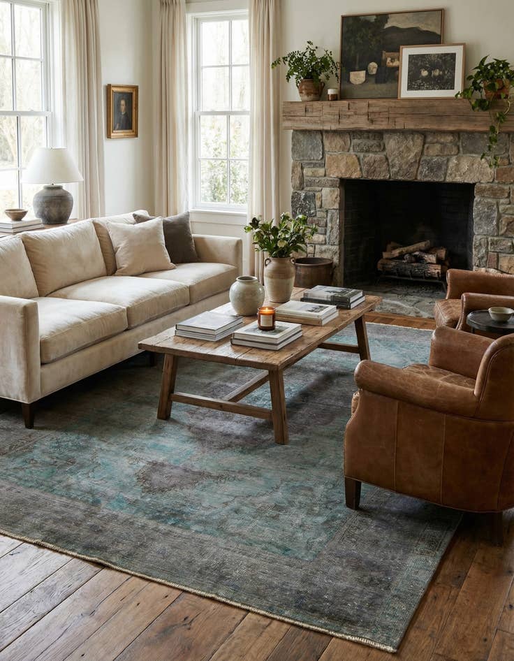 Detail image of 6' 5 x 9' 3  Hand Knotted Ultra Vintage Persian Wool Rug