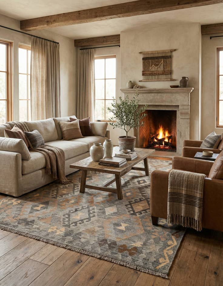 Detail image of 5' 9 x 8' 1  Hand Woven Kilim Maymana Wool Rug