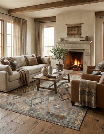 5' 9 x 8' 1 Hand Woven Kilim Maymana Wool Rug