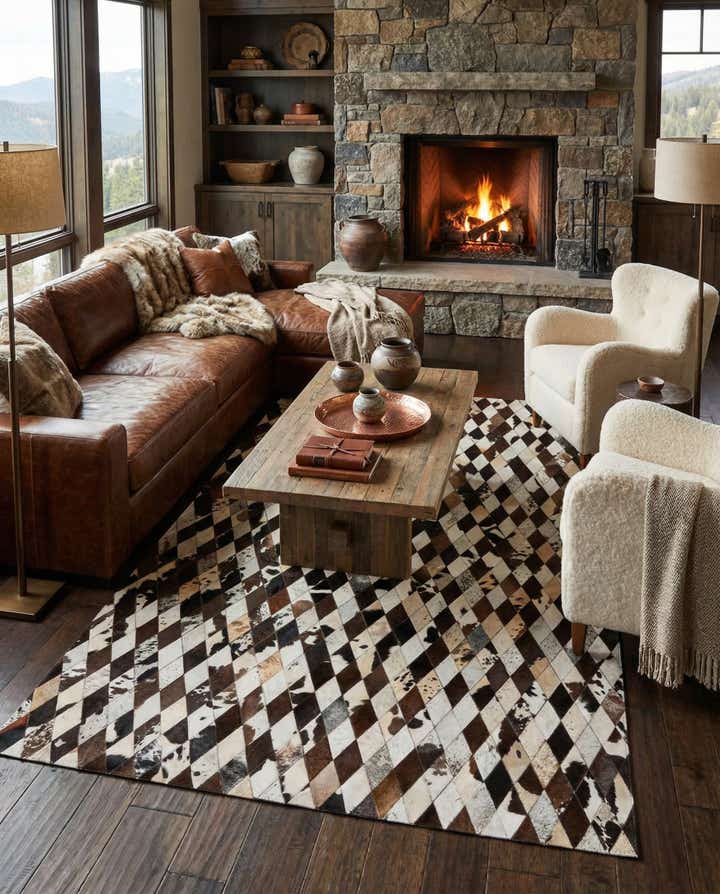 6' 9 x 9' 11 Cowhide Stocks Rug