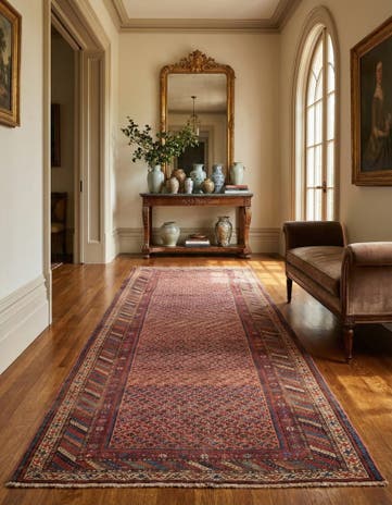 4' 5 x 10' 10 Hand Knotted Malayer Persian Wool Runner Rug