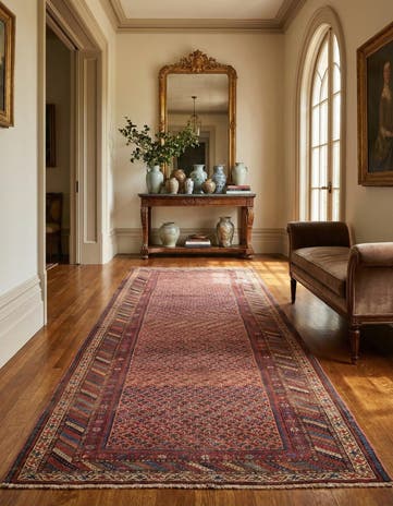 4' 5 x 10' 10 Hand Knotted Malayer Persian Wool Runner Rug