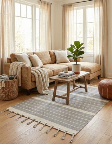 4' 1 x 6' 1 Hand Woven Chindi Cotton Rug