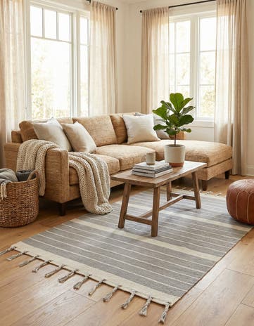 4' 1 x 6' 1 Hand Woven Chindi Cotton Rug