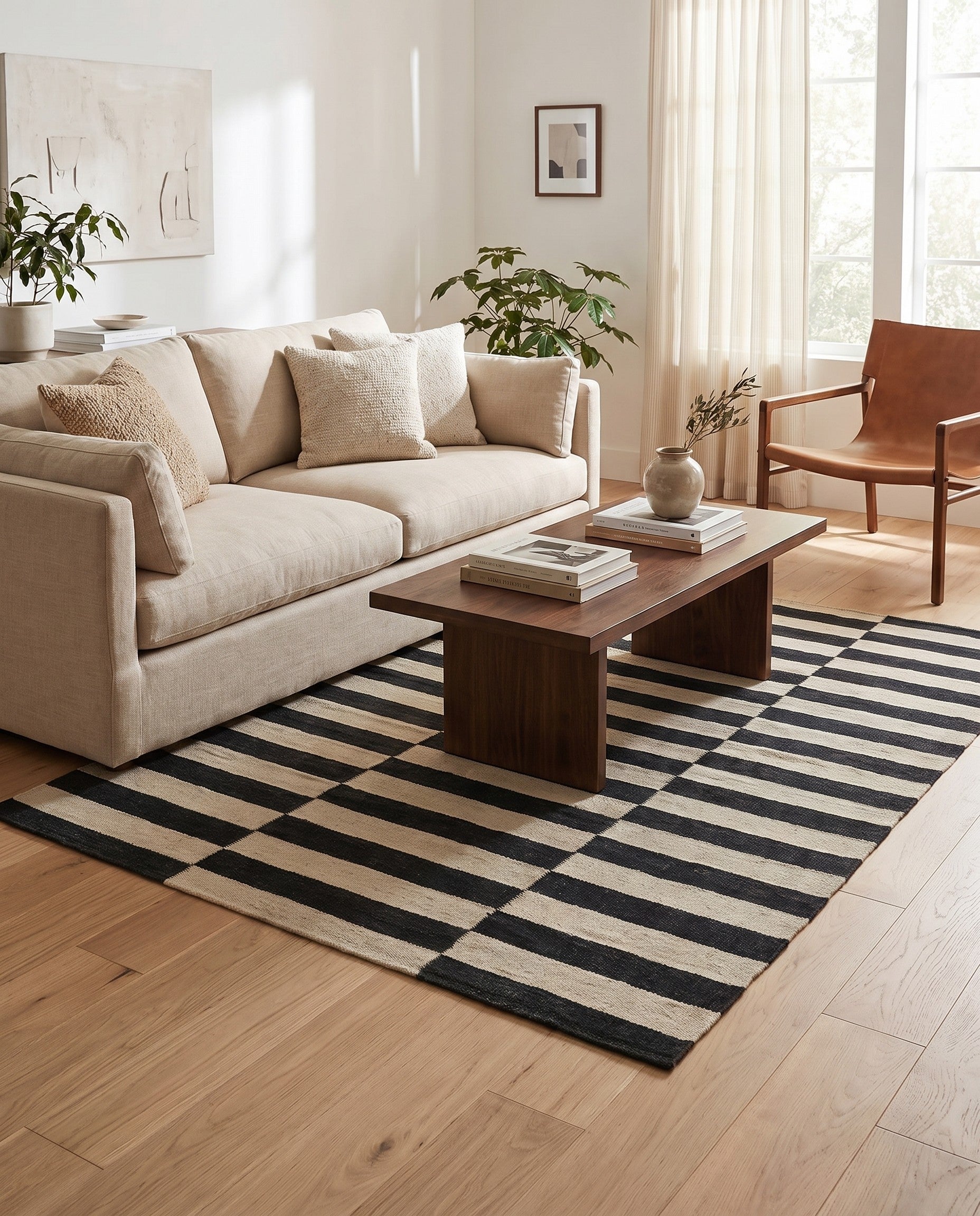 4' 4 x 5' 11 Hand Woven Kilim Modern Wool Rug