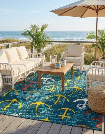 10' x 14' Easy-Clean Coastal Indoor / Outdoor Rug