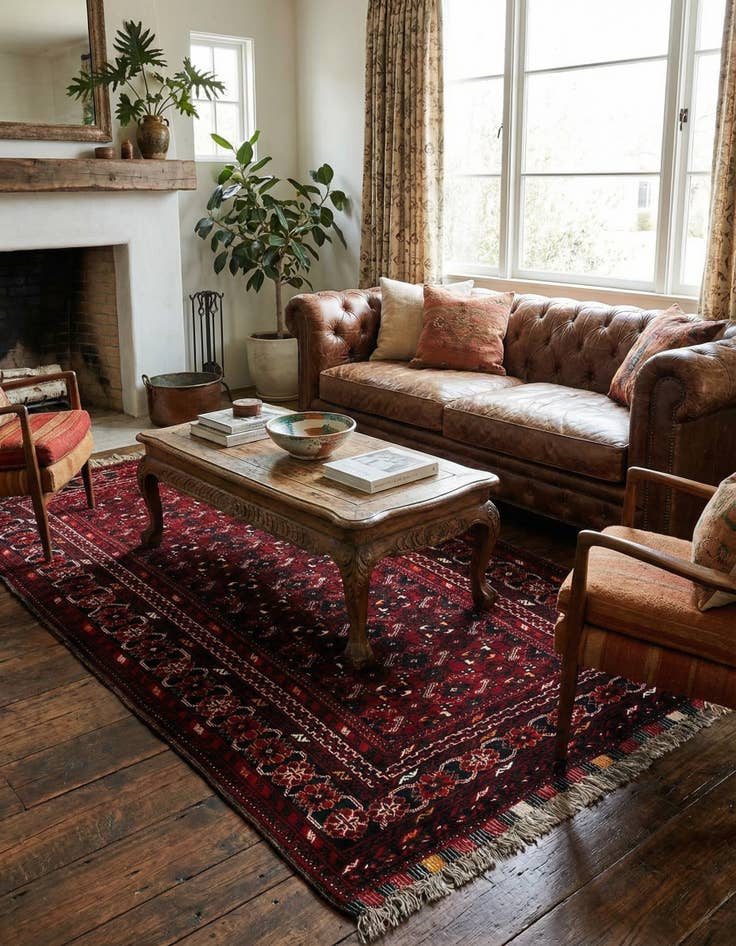 Detail image of 3' 5 x 6' 5  Hand Knotted Afghan Akhche Wool Rug