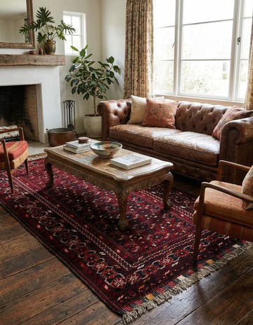 3' 5 x 6' 5 Hand Knotted Afghan Akhche Wool Rug