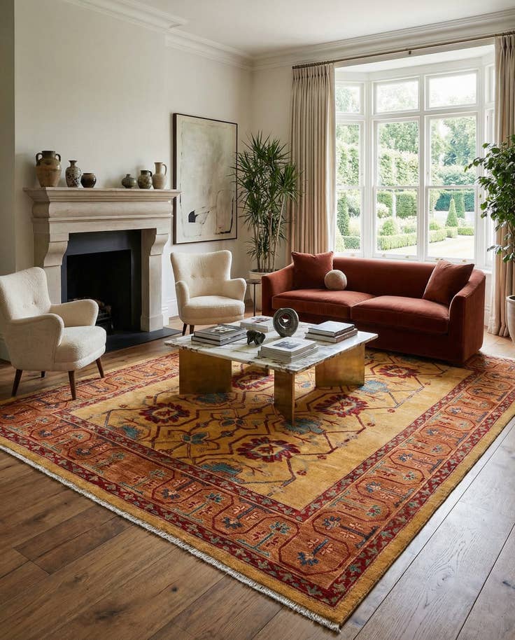 Detail image of 6' 8 x 9' 5 Hand Knotted Ziegler Wool Rug
