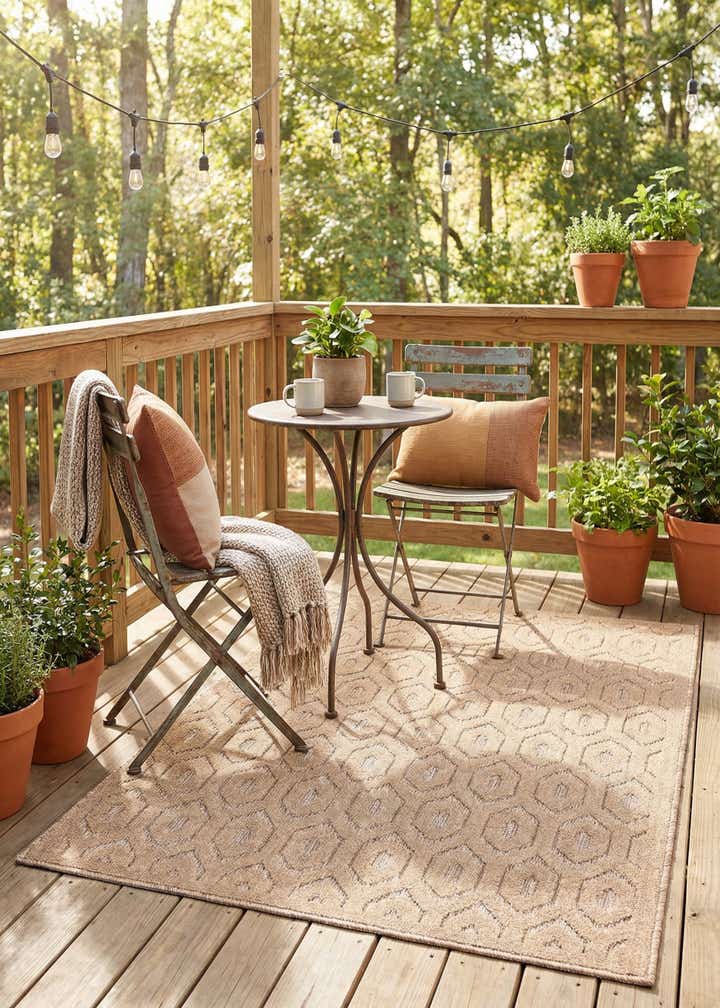 4' x 6' Easy-Clean Trellis Textured Indoor / Outdoor Rug