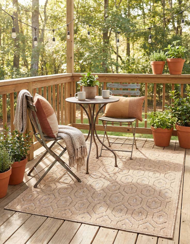 Detail image of 4' x 6'  Washable Trellis Textured Indoor / Outdoor Rug