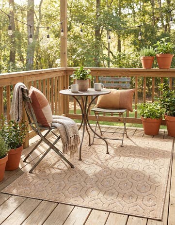 4' x 6' Easy-Clean Trellis Textured Indoor / Outdoor Rug